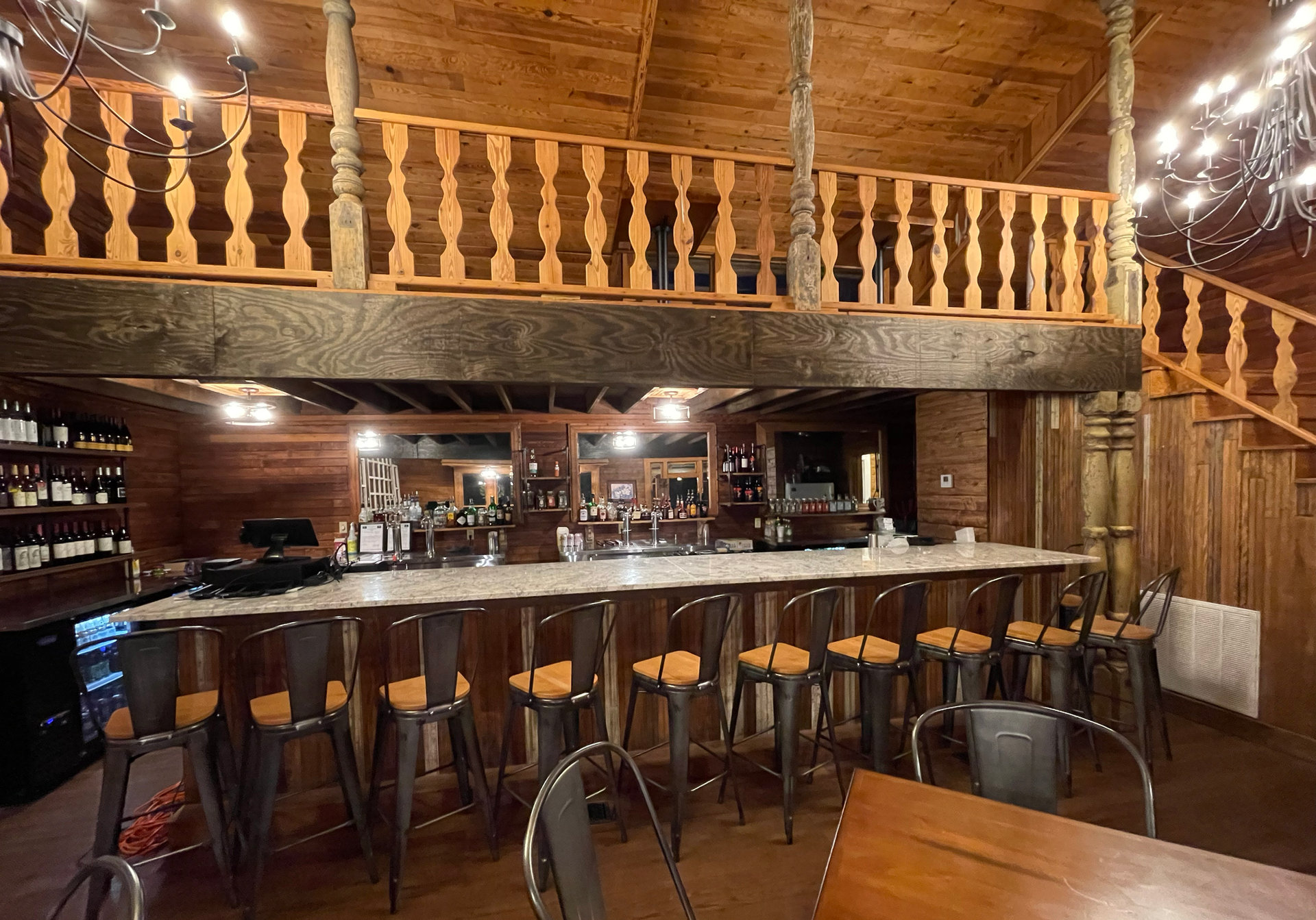 The bar under the balcony at Haifa's