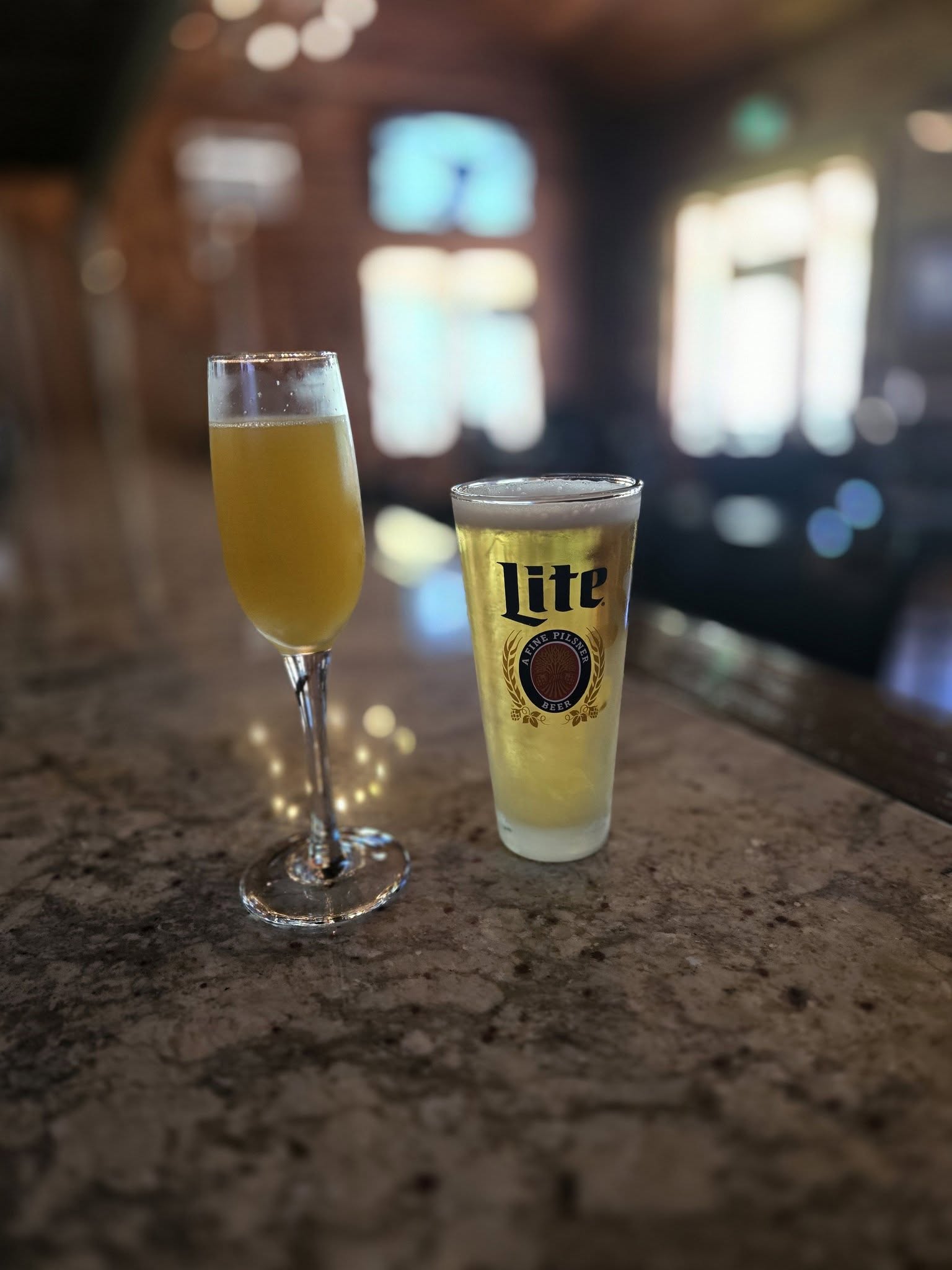 Mimosa and a cold draft at the granite bar