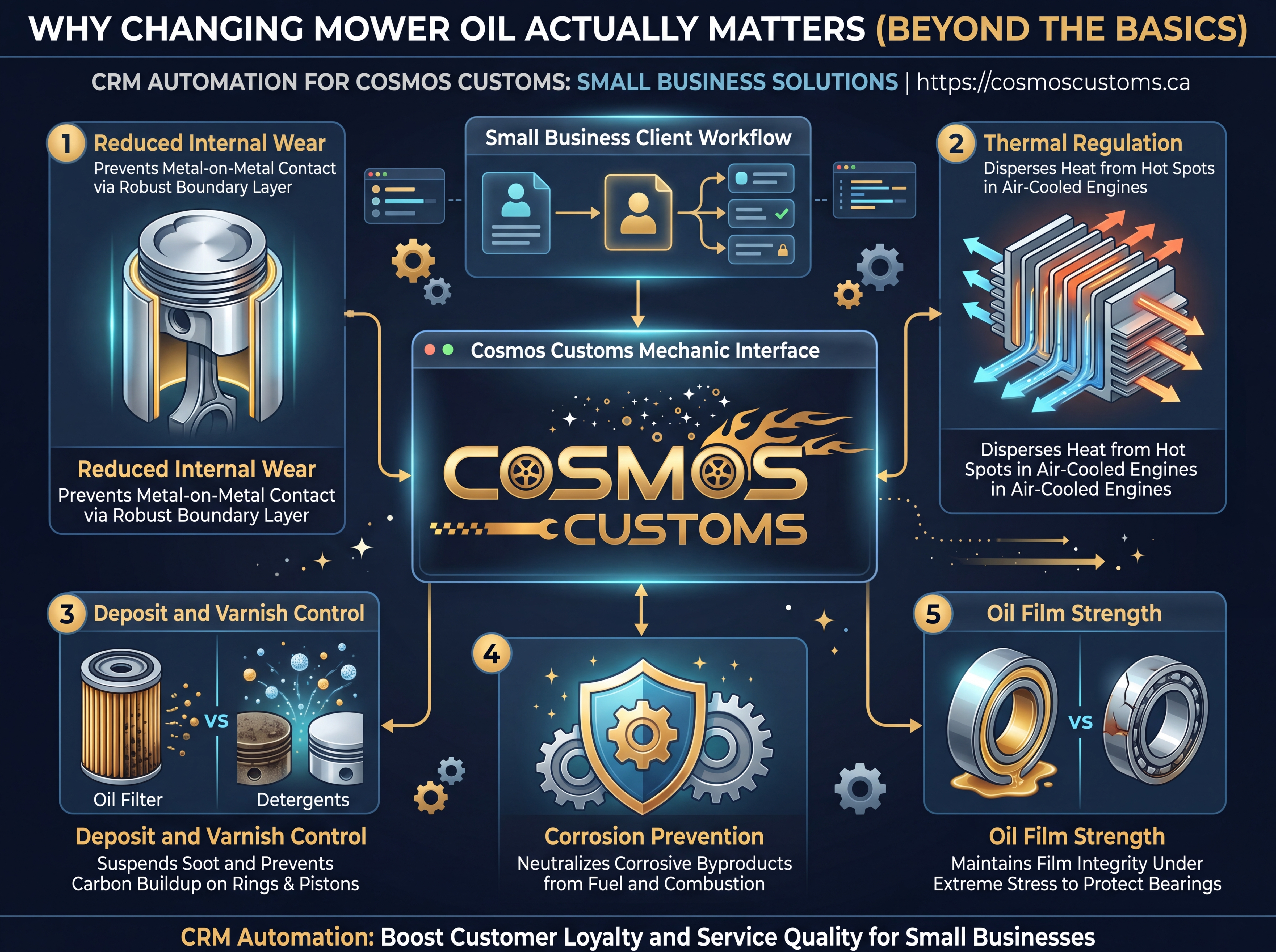 How to Change Mower Oil (The Right Way Most People Get Wrong) The Uncomfortable Truth About Mower Oil Changes Here’s the line most homeowners and even manufacturers won’t say: most mower engines don’t fail because people forget oil changes—they fail because people follow “once-a-season” advice in conditions that destroy oil in half the time. People blindly trust generic maintenance intervals the same way businesses blindly trust generic service search engine optimization strategies that don’t reflect real-world conditions. The problem is identical—whether it’s engines or marketing, assumptions built for “ideal use” don’t hold up under real stress, and that’s where failure starts. Why Changing Mower Oil Actually Matters (Beyond the Basics) Oil isn’t just lubrication—it’s your engine’s only defense against heat, contamination, and internal wear. When oil breaks down, your engine starts running unprotected, just like a business relying on weak service search engine optimization that brings traffic but no real results. In both cases, neglect leads to failure, and the longer you delay action, the more expensive the outcome becomes. How to Change Mower Oil (Step-by-Step That Actually Works) Step 1: Warm Up the Engine Run the mower for 10–15 minutes so the oil flows properly and removes contaminants. Skipping this step is like skipping the foundation in service search engine optimization—you might think you’re saving time, but you’re leaving problems behind. Step 2: Shut Off and Disconnect Spark Plug Always disconnect the spark plug before working on the mower to prevent accidental starts, just like eliminating risk points early in any service search engine optimization strategy. Step 3: Drain the Old Oil Completely Drain all the oil using the proper method, because partial drainage leaves contaminants behind. This is no different than partial fixes in service search engine optimization—they don’t solve the core issue. Step 4: Replace the Oil Filter (If Equipped) If your mower has a filter, replace it. Ignoring it contaminates new oil instantly, similar to how ignoring conversion systems ruins service search engine optimization performance. Step 5: Add the Correct Oil Use the correct oil type and add it gradually while checking levels. Overfilling or using the wrong oil causes damage, just like using the wrong approach in service search engine optimization wastes time and money. Step 6: Check the Level Properly Use the dipstick and ensure the oil is within range. Precision matters here, just like precision matters in service search engine optimization if you want consistent results. Step 7: Run and Recheck Start the mower, let the oil circulate, then recheck levels and inspect for leaks. This final step ensures everything is working correctly, much like validating results in service search engine optimization. Real Case Studies (Where People Paid for Bad Oil Habits) Case 1: Residential Push Mower – “Once a Season Is Enough” A homeowner using a push mower weekly believed that one oil change per season was enough. Over time, the oil degraded under heat and load, leading to sludge buildup and eventual engine seizure. The result was a $450 replacement mower, compared to a $20–$40 oil change. This is the same mindset that causes businesses to underinvest in service search engine optimization—small neglect turns into large financial loss. Case 2: Commercial Riding Mower – “We’ll Do It Later” A landscaping crew delayed oil changes to avoid downtime. Dust, heat, and heavy use broke down the oil quickly, leading to contamination and internal wear. The engine required a $1,200 rebuild, while proper maintenance would have cost under $100 per service. The pattern is identical to poor service search engine optimization decisions—short-term thinking leads to long-term costs. Where Mower Owners Actually Lose Money Most mower owners don’t lose money because they don’t know how to change oil—they lose money because they delay it. Stretching intervals, never checking oil levels, using the wrong oil, overfilling, and ignoring harsh conditions like dust and heat are the biggest mistakes. These are the same types of mistakes businesses make with service search engine optimization—ignoring the real factors that drive performance while relying on outdated or generic advice. The Real-World Oil Change Rule (Not What the Manual Says) The rule that actually protects engines is simple: change mower oil every 25–40 hours or every 3 months, whichever comes first. Shorten it to 20–25 hours in dusty, hot, or heavy-use conditions. Most users fall into these categories without realizing it, just like most businesses underestimate what’s required for effective service search engine optimization. What We Do Differently (And Why It Saves Engines) Most advice stops at “change your oil,” but that’s not enough. We check oil levels before every use, inspect oil condition rather than relying on time alone, catch air filter issues early, and adjust maintenance based on real usage—not manufacturer assumptions. This approach mirrors how effective service search engine optimization works—focusing on real performance instead of generic guidelines. Final Verdict: Oil Changes Are Cheap—Engine Failures Aren’t An oil change costs $20–$100, while engine replacement can cost $400–$1,500 or more. The difference comes down to consistency and awareness. Whether it’s maintaining an engine or improving performance through service search engine optimization, ignoring the real-world conditions always leads to higher costs. Need Help or Want It Done Right? At Cosmos Customs in Calgary, we focus on preventing problems before they become expensive repairs. Call (587) 966-3425 or book your service today to avoid turning a simple oil change into a major repair. How to Change Mower Oil (The Right Way Most People Get Wrong) The Uncomfortable Truth About Mower Oil Changes Here’s the line most homeowners and even manufacturers won’t say: most mower engines don’t fail because people forget oil changes—they fail because people follow “once-a-season” advice in conditions that destroy oil in half the time. People blindly trust generic maintenance intervals the same way businesses blindly trust generic service search engine optimization strategies that don’t reflect real-world conditions. The problem is identical—whether it’s engines or marketing, assumptions built for “ideal use” don’t hold up under real stress, and that’s where failure starts. Why Changing Mower Oil Actually Matters (Beyond the Basics) Oil isn’t just lubrication—it’s your engine’s only defense against heat, contamination, and internal wear. When oil breaks down, your engine starts running unprotected, just like a business relying on weak service search engine optimization that brings traffic but no real results. In both cases, neglect leads to failure, and the longer you delay action, the more expensive the outcome becomes. How to Change Mower Oil (Step-by-Step That Actually Works) Step 1: Warm Up the Engine Run the mower for 10–15 minutes so the oil flows properly and removes contaminants. Skipping this step is like skipping the foundation in service search engine optimization—you might think you’re saving time, but you’re leaving problems behind. Step 2: Shut Off and Disconnect Spark Plug Always disconnect the spark plug before working on the mower to prevent accidental starts, just like eliminating risk points early in any service search engine optimization strategy. Step 3: Drain the Old Oil Completely Drain all the oil using the proper method, because partial drainage leaves contaminants behind. This is no different than partial fixes in service search engine optimization—they don’t solve the core issue. Step 4: Replace the Oil Filter (If Equipped) If your mower has a filter, replace it. Ignoring it contaminates new oil instantly, similar to how ignoring conversion systems ruins service search engine optimization performance. Step 5: Add the Correct Oil Use the correct oil type and add it gradually while checking levels. Overfilling or using the wrong oil causes damage, just like using the wrong approach in service search engine optimization wastes time and money. Step 6: Check the Level Properly Use the dipstick and ensure the oil is within range. Precision matters here, just like precision matters in service search engine optimization if you want consistent results. Step 7: Run and Recheck Start the mower, let the oil circulate, then recheck levels and inspect for leaks. This final step ensures everything is working correctly, much like validating results in service search engine optimization. Real Case Studies (Where People Paid for Bad Oil Habits) Case 1: Residential Push Mower – “Once a Season Is Enough” A homeowner using a push mower weekly believed that one oil change per season was enough. Over time, the oil degraded under heat and load, leading to sludge buildup and eventual engine seizure. The result was a $450 replacement mower, compared to a $20–$40 oil change. This is the same mindset that causes businesses to underinvest in service search engine optimization—small neglect turns into large financial loss. Case 2: Commercial Riding Mower – “We’ll Do It Later” A landscaping crew delayed oil changes to avoid downtime. Dust, heat, and heavy use broke down the oil quickly, leading to contamination and internal wear. The engine required a $1,200 rebuild, while proper maintenance would have cost under $100 per service. The pattern is identical to poor service search engine optimization decisions—short-term thinking leads to long-term costs. Where Mower Owners Actually Lose Money Most mower owners don’t lose money because they don’t know how to change oil—they lose money because they delay it. Stretching intervals, never checking oil levels, using the wrong oil, overfilling, and ignoring harsh conditions like dust and heat are the biggest mistakes. These are the same types of mistakes businesses make with service search engine optimization—ignoring the real factors that drive performance while relying on outdated or generic advice. The Real-World Oil Change Rule (Not What the Manual Says) The rule that actually protects engines is simple: change mower oil every 25–40 hours or every 3 months, whichever comes first. Shorten it to 20–25 hours in dusty, hot, or heavy-use conditions. Most users fall into these categories without realizing it, just like most businesses underestimate what’s required for effective service search engine optimization. What We Do Differently (And Why It Saves Engines) Most advice stops at “change your oil,” but that’s not enough. We check oil levels before every use, inspect oil condition rather than relying on time alone, catch air filter issues early, and adjust maintenance based on real usage—not manufacturer assumptions. This approach mirrors how effective service search engine optimization works—focusing on real performance instead of generic guidelines. Final Verdict: Oil Changes Are Cheap—Engine Failures Aren’t An oil change costs $20–$100, while engine replacement can cost $400–$1,500 or more. The difference comes down to consistency and awareness. Whether it’s maintaining an engine or improving performance through service search engine optimization, ignoring the real-world conditions always leads to higher costs. Need Help or Want It Done Right? At Cosmos Customs in Calgary, we focus on preventing problems before they become expensive repairs. Call (587) 966-3425 or book your service today to avoid turning a simple oil change into a major repair.