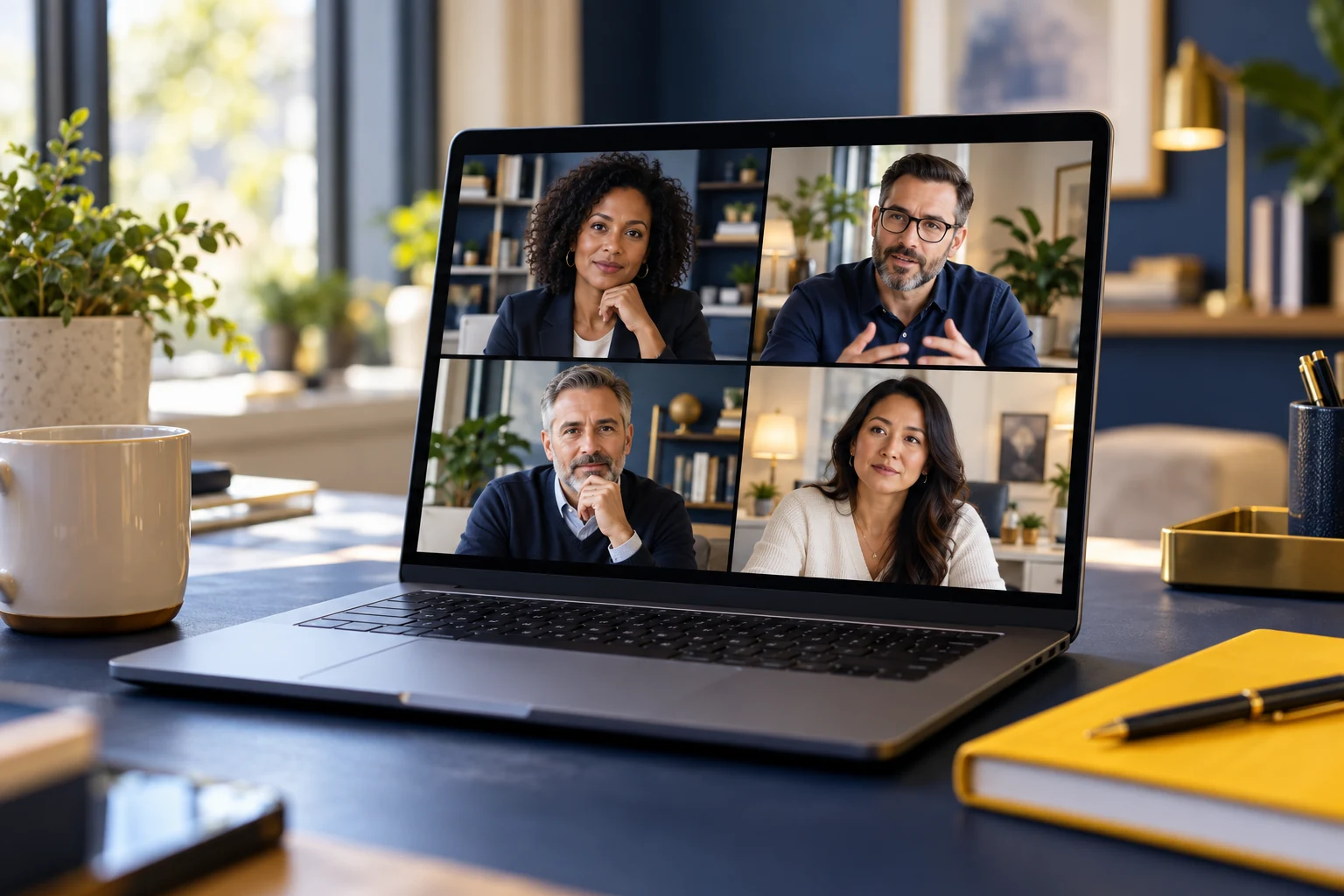Illustrative online group session with fictional business owners