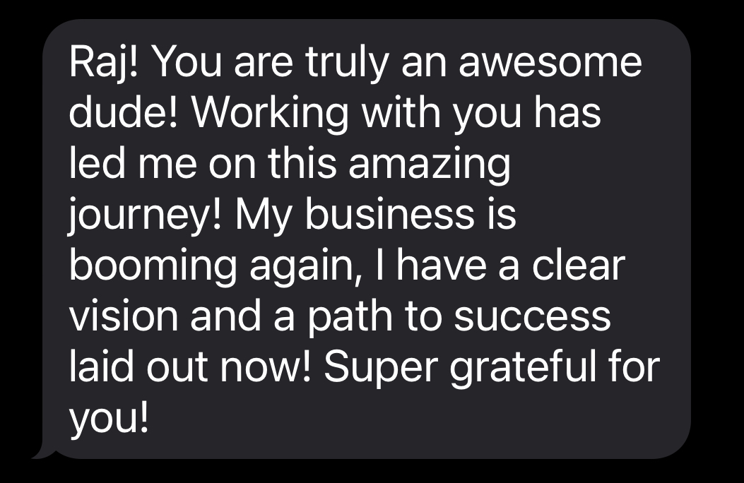 Client text message testimonial