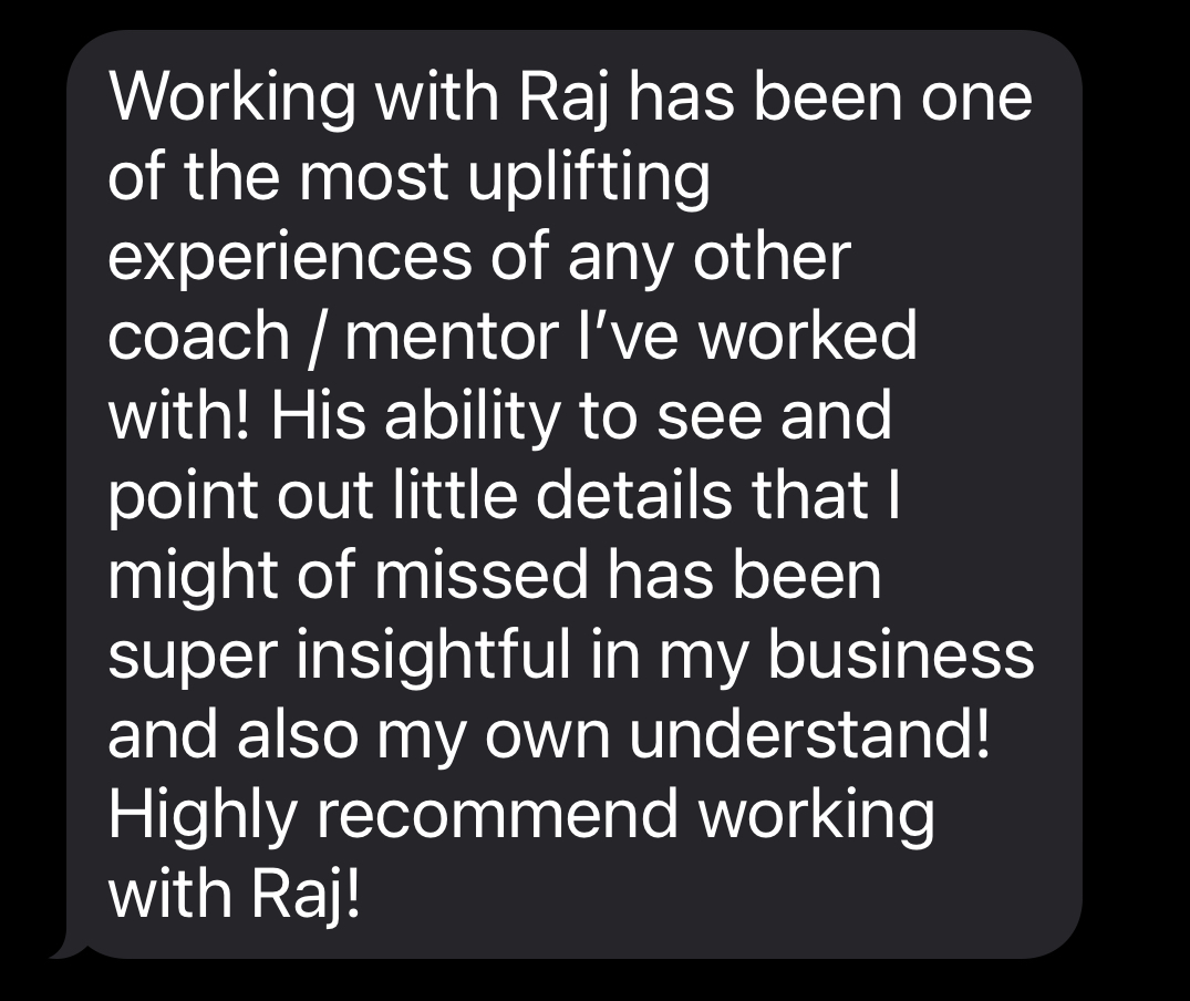 Client text message testimonial