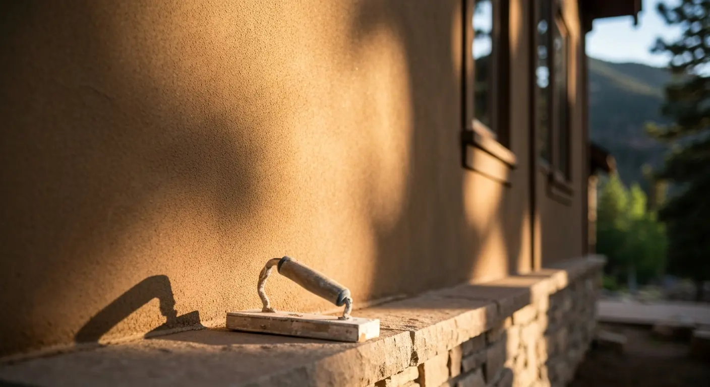 Exterior stucco painting on historic mountain lakes home