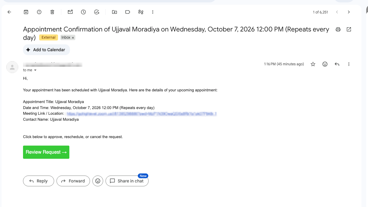 recurring notification - confirmation