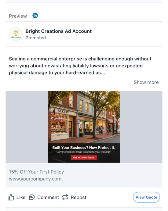 Commercial Insurance - LinkedIn Ad
