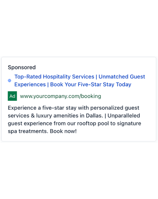 Hospitality Services - Google Ad