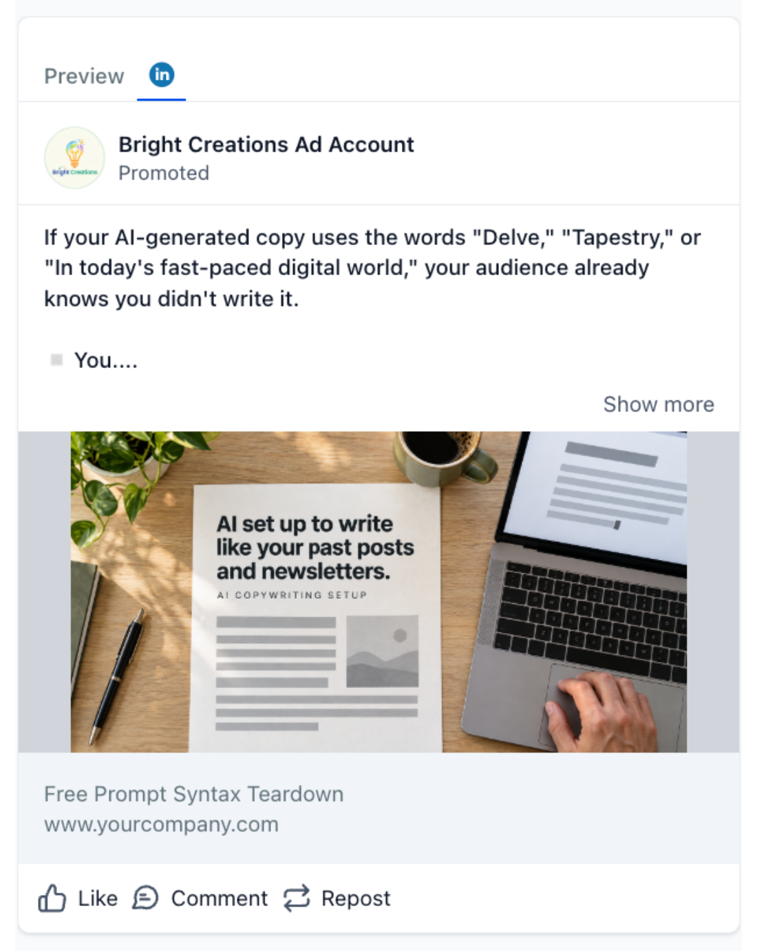 AI Marketing Implementation Specialist - LinkedIn Ad