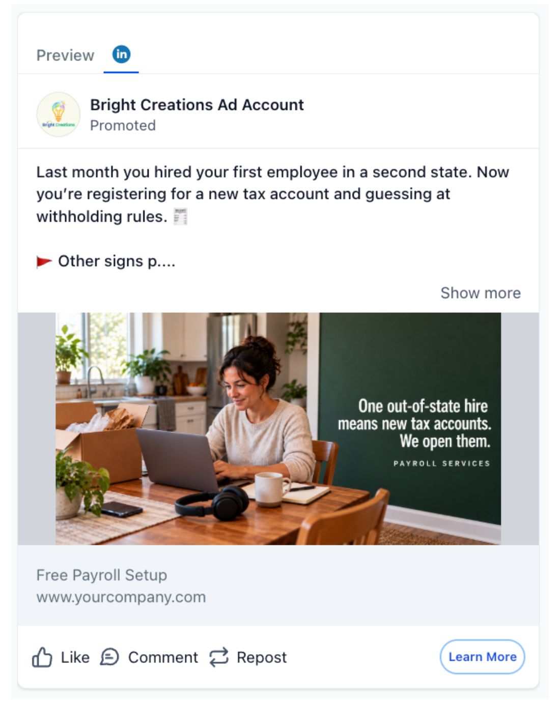 Payroll Provider - LinkedIn Ad