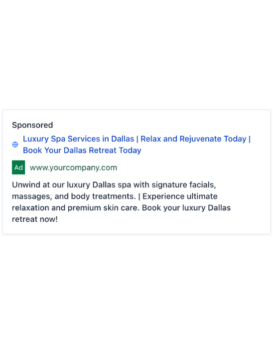 Spa Services - Google Ad