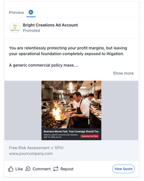 Commercial Insurance - LinkedIn Ad