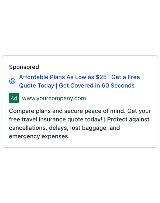 International Travel Insurance - Google Ad