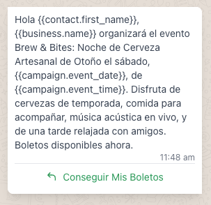 cerveceria - WhatsApp Message