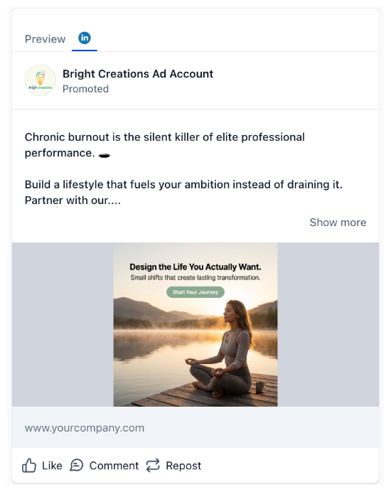 Lifestyle Coaching - LinkedIn Ad