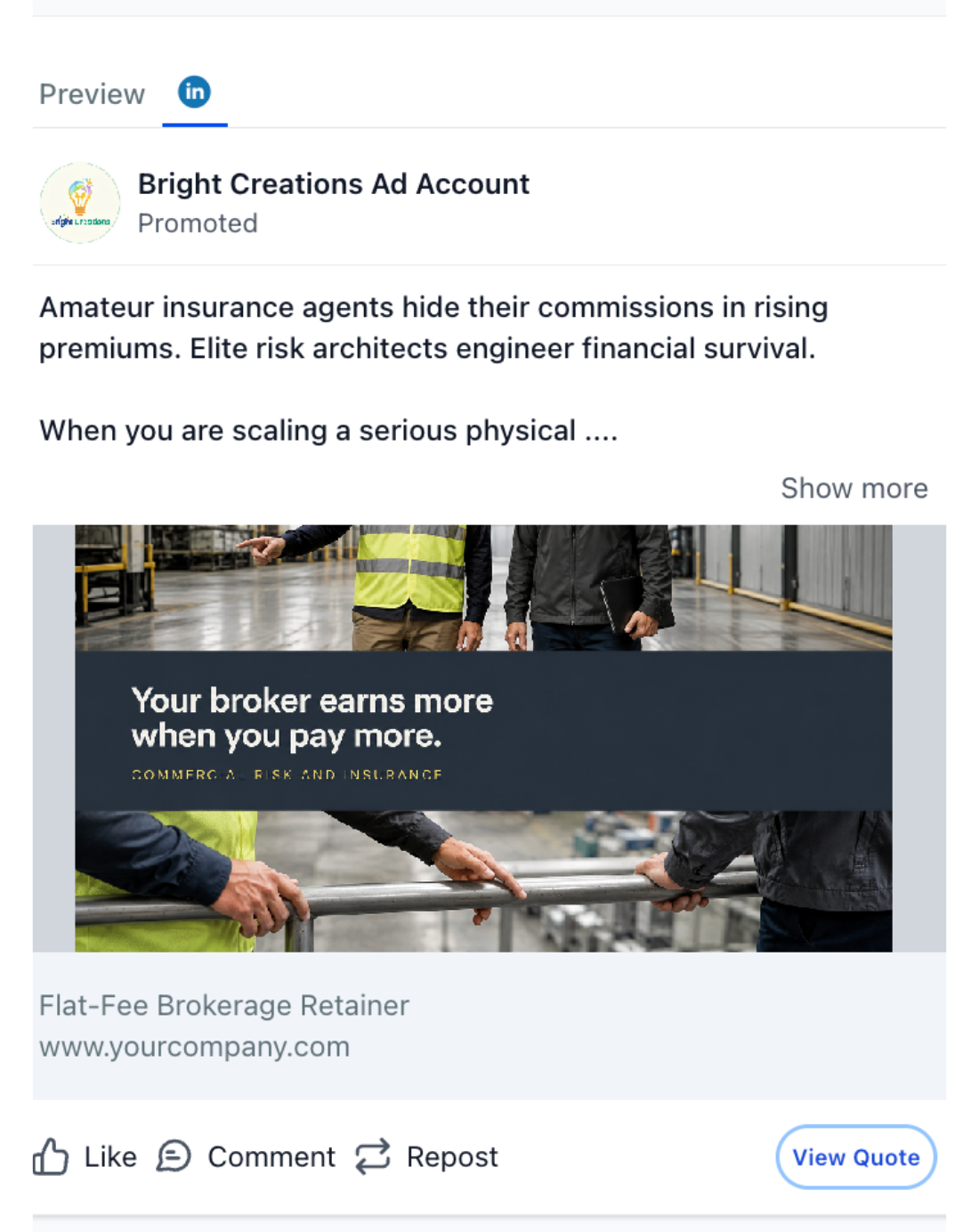 P&C Insurance Advisor - LinkedIn Ad