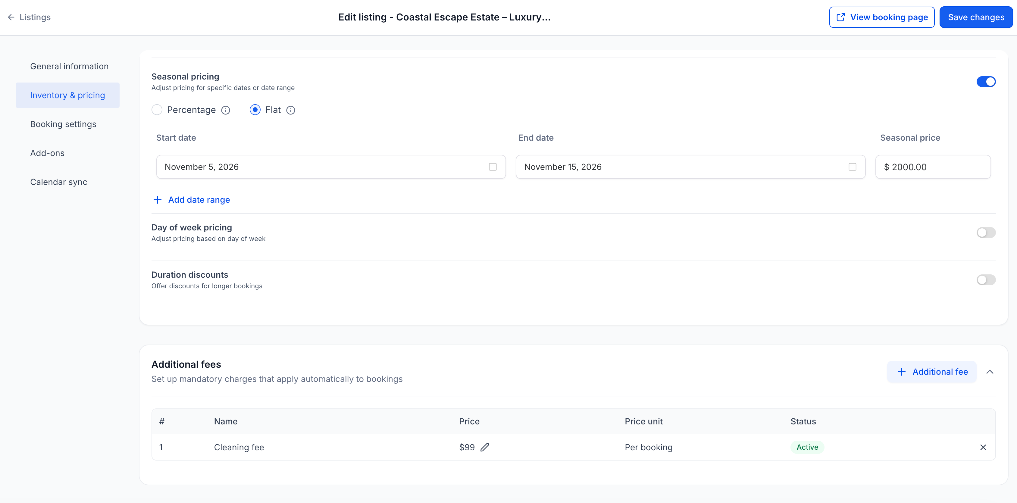 additional fees inside listing