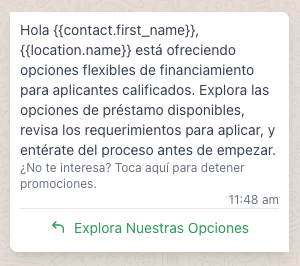 prestamista - WhatsApp Message