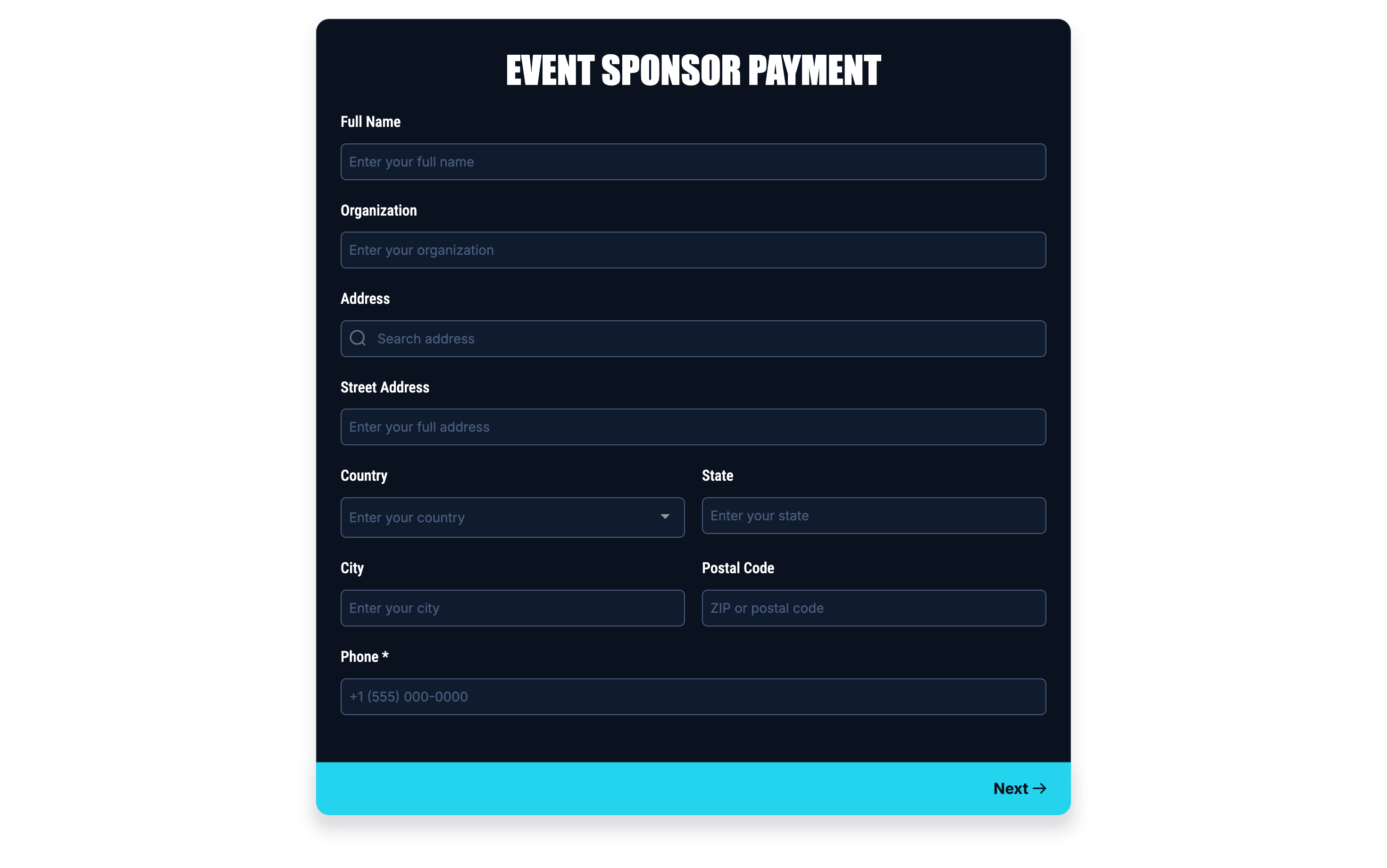 Event Sponsor Payment - Survey