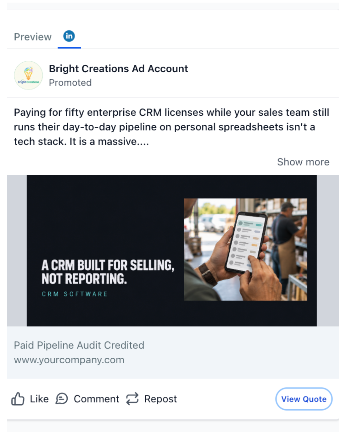 CRM Software - LinkedIn Ad