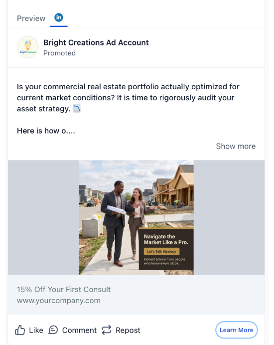 Real Estate Consulting - LinkedIn Ad