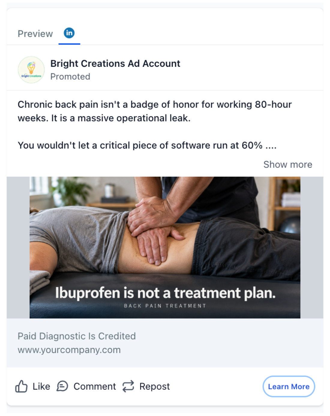 Chiropractor - LinkedIn Ad
