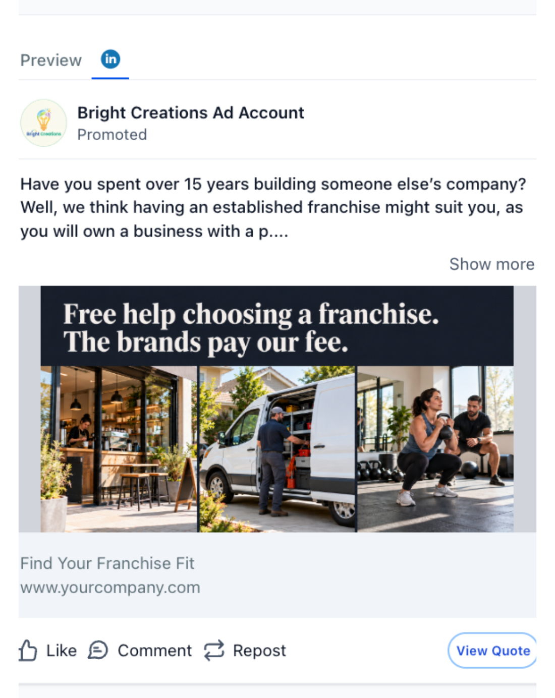 Franchise Consultant - LinkedIn Ad