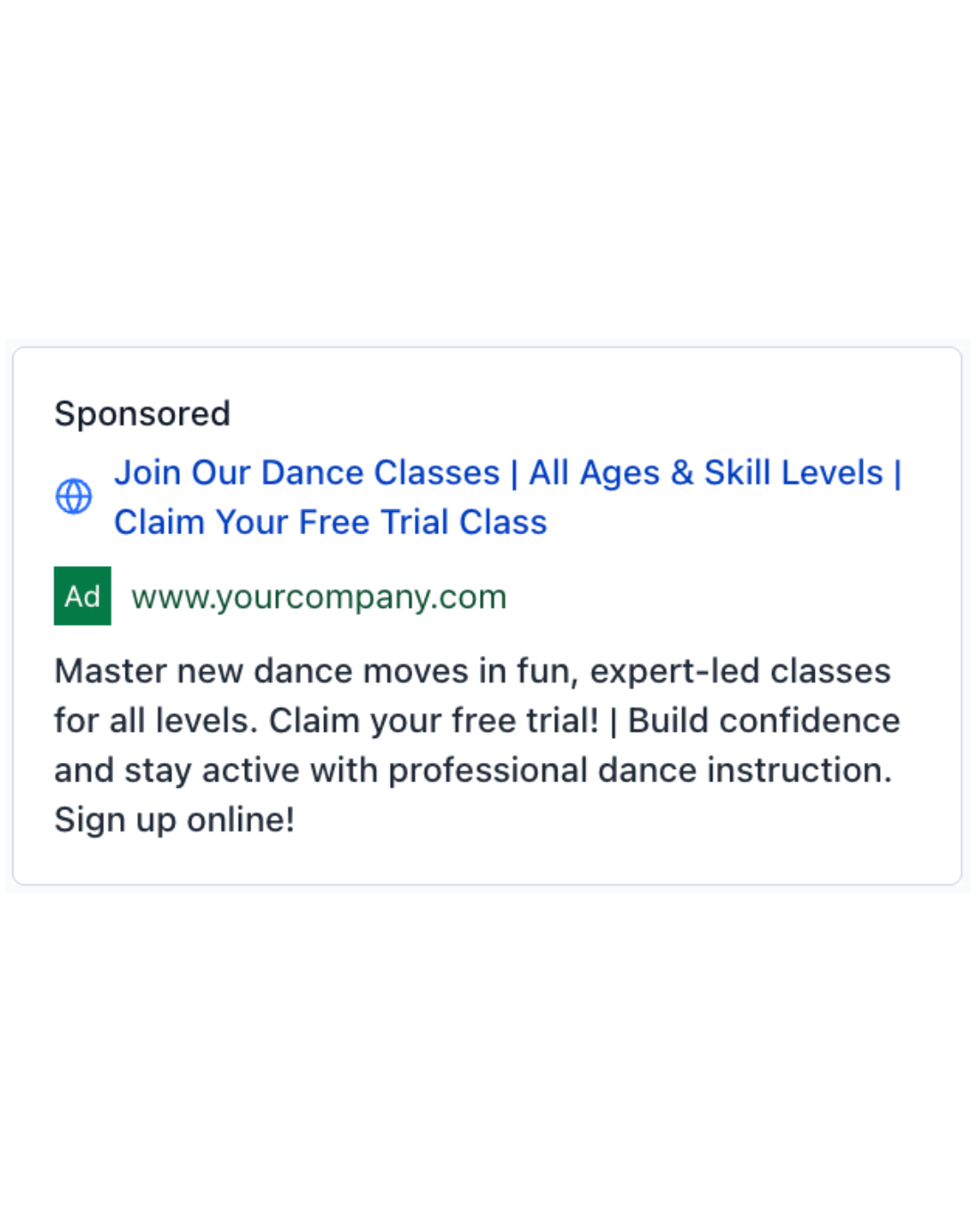 Dance Schools - Google Ad