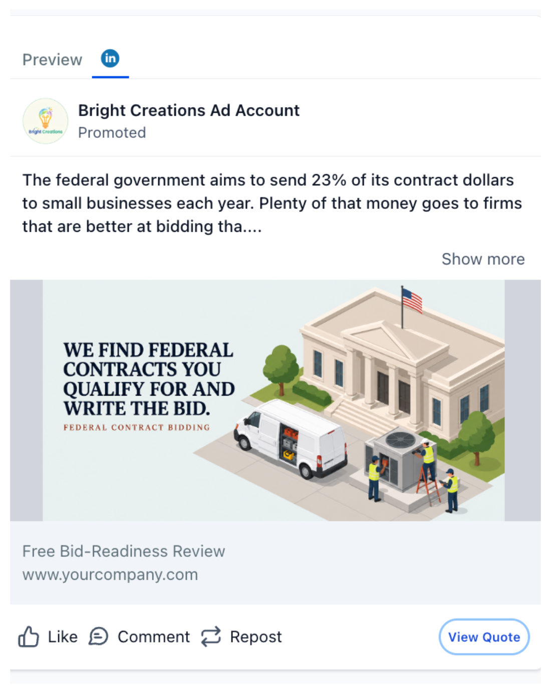 Government Contracting Consultant - LinkedIn Ad