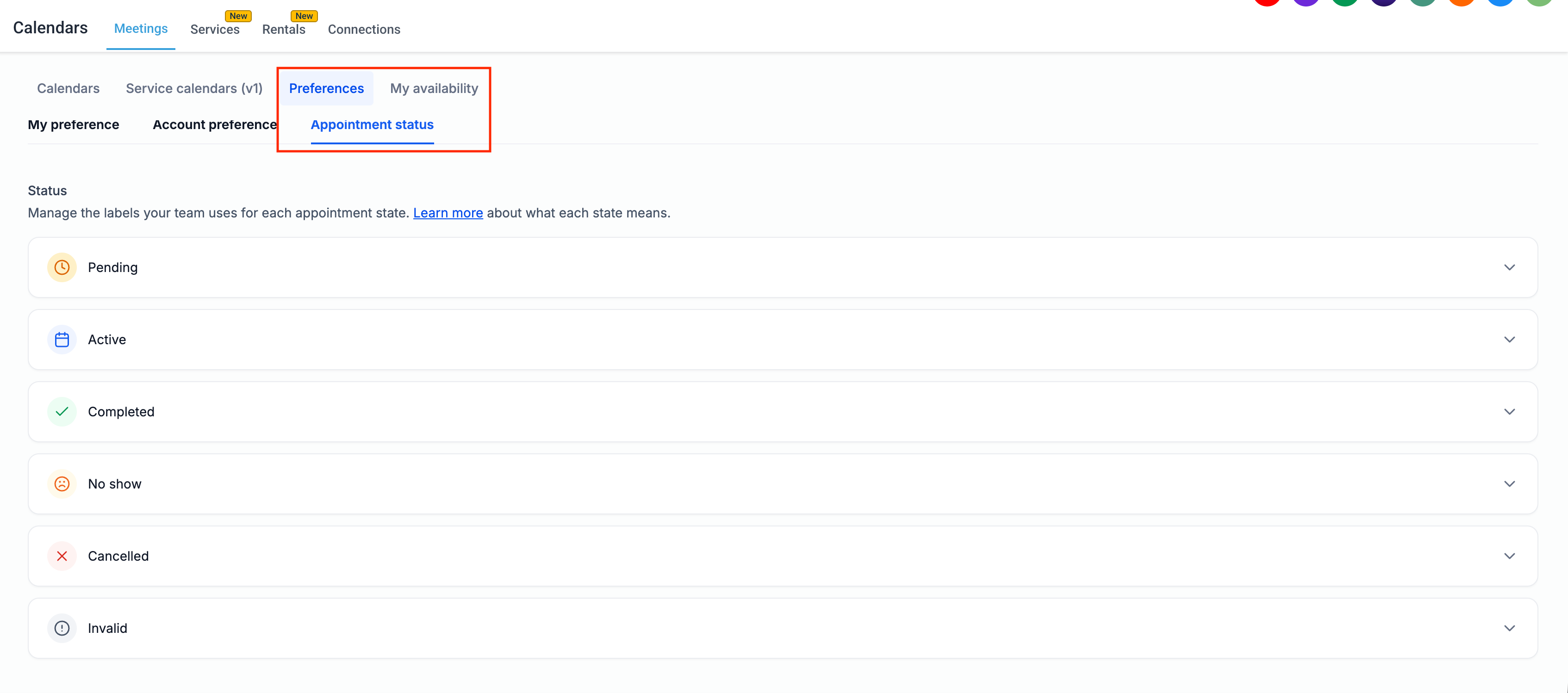 custom appt status management