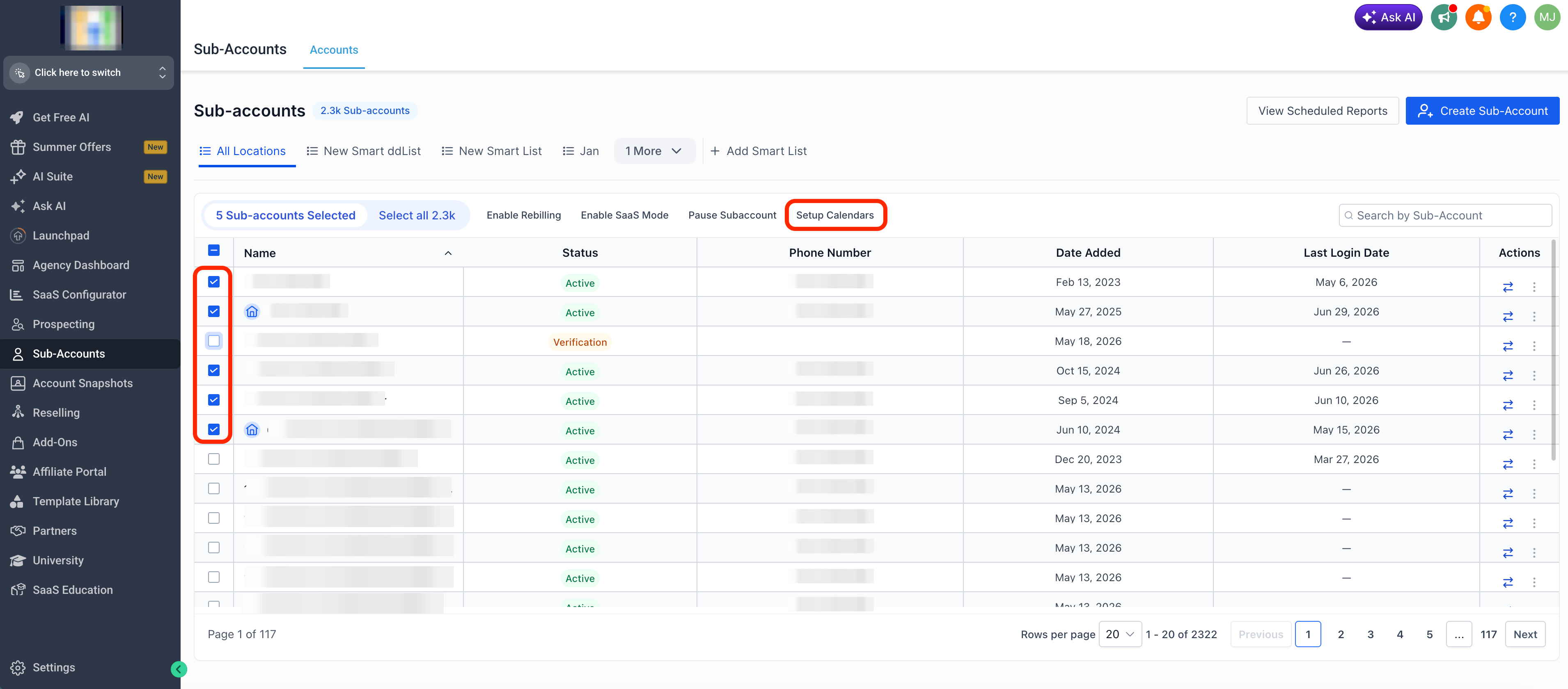 Select locations to enable