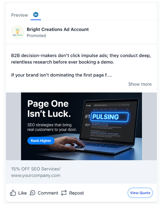SEO Services - LinkedIn Ad