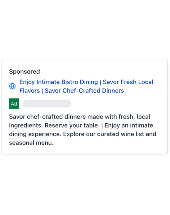 Bistro Restaurant - Google Ad