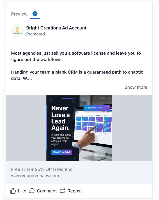 CRM Software - LinkedIn Ad