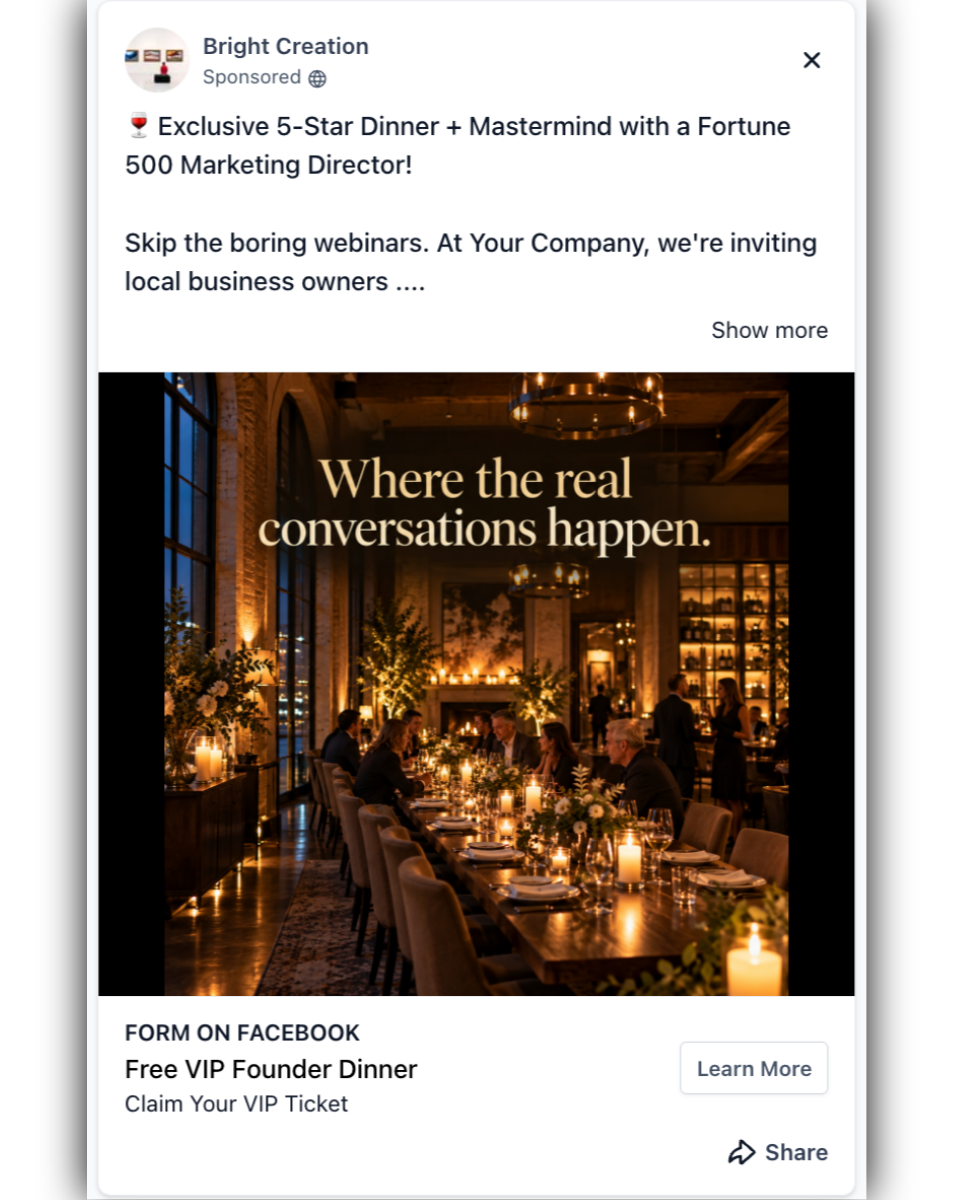 Executive Event Marketing - Facebook Ad