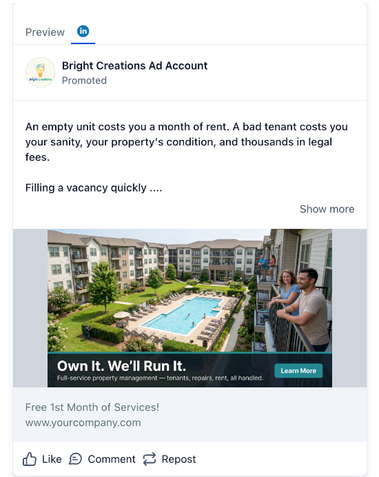 Property Management - LinkedIn Ad