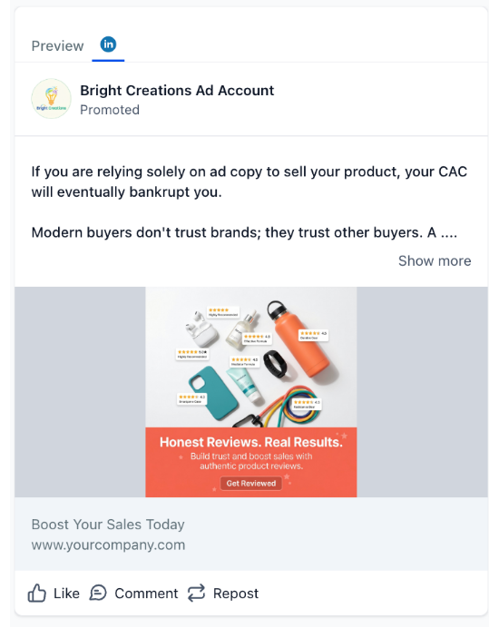 Product Reviews - LinkedIn Ad
