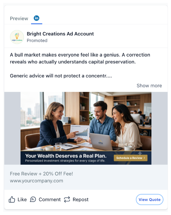 Investment Advisor - LinkedIn Ad