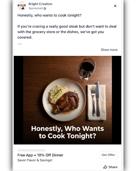 Steak Restaurant - Facebook Ad