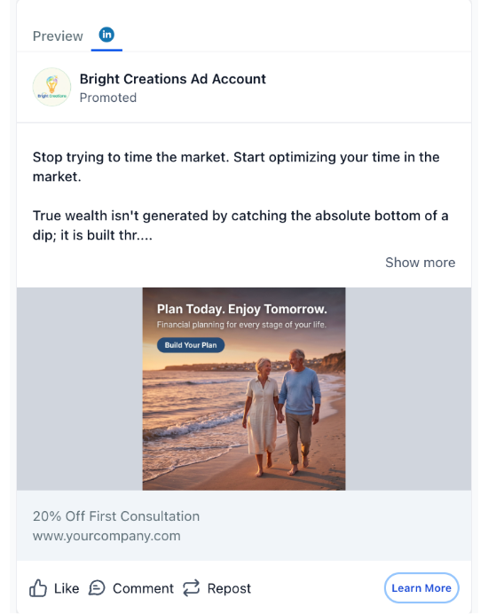 Financial Planner - LinkedIn Ad