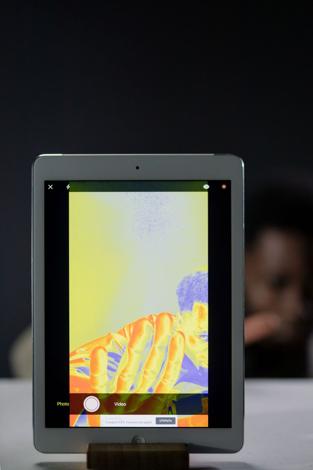 A thermal image on a tablet screen