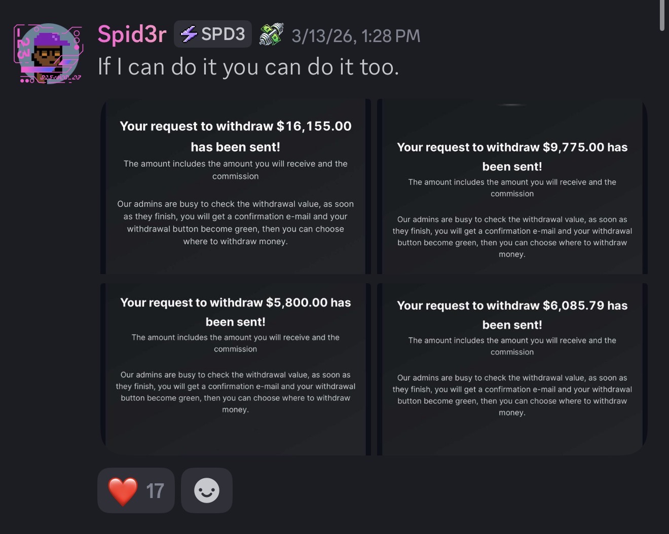 Approved student payout