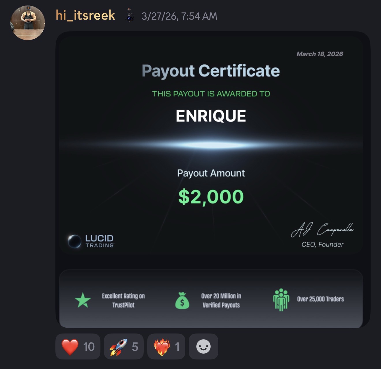 Approved student payout