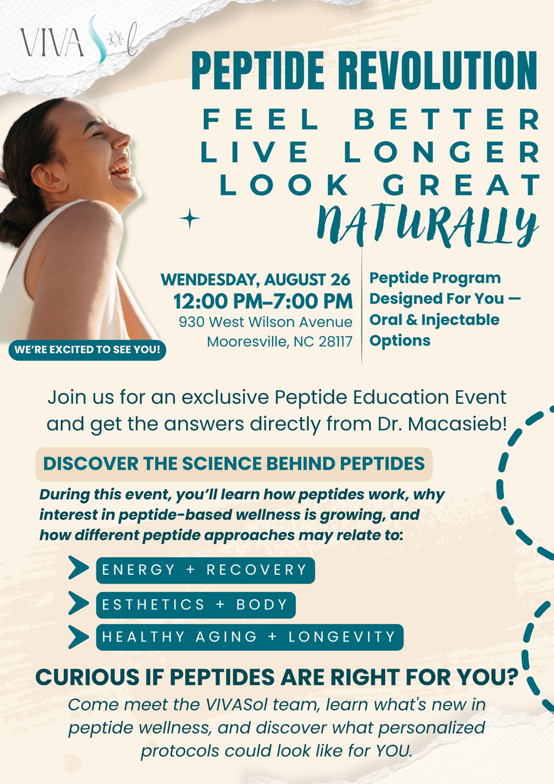 VIVASol Peptide Revolution Event Flyer