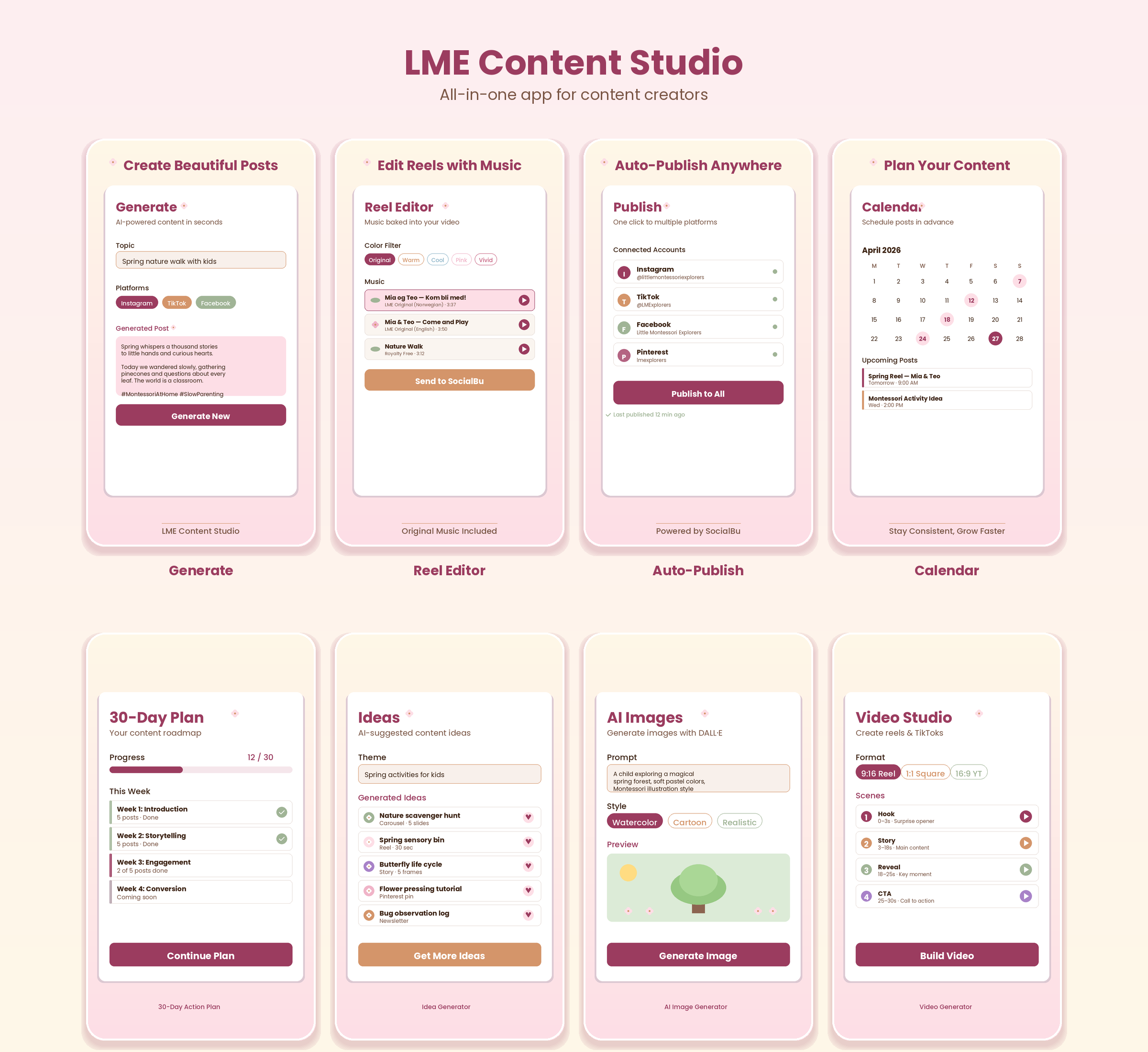 LME Content Studio app screens