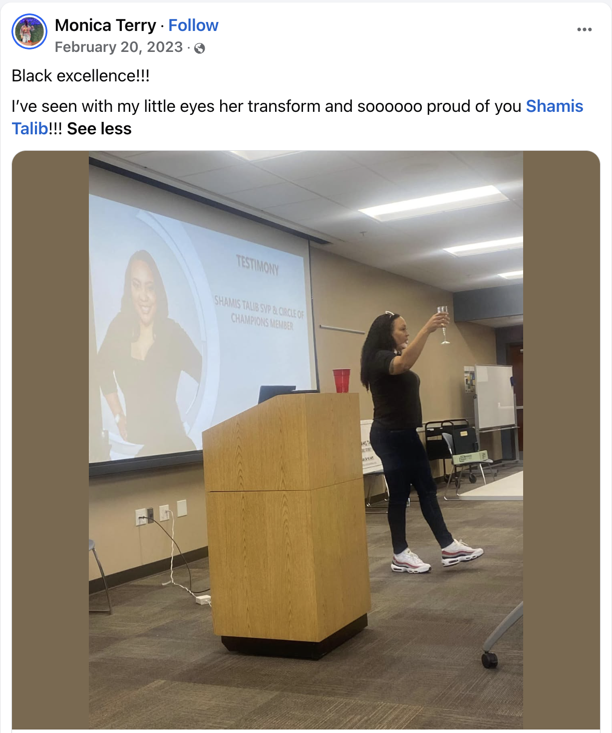 Monica Terry testimonial about Shamis Talib