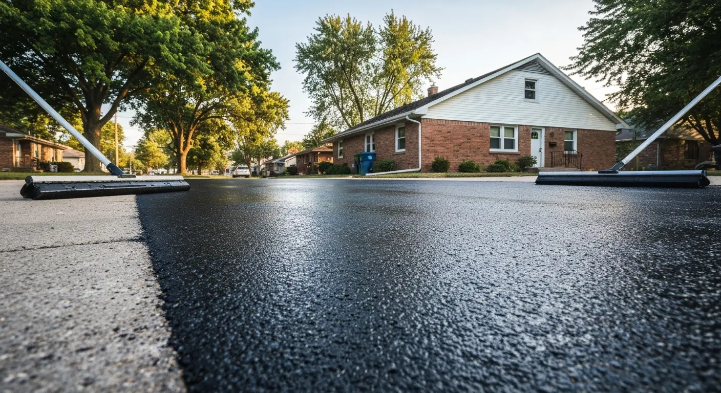 Asphalt sealcoating application