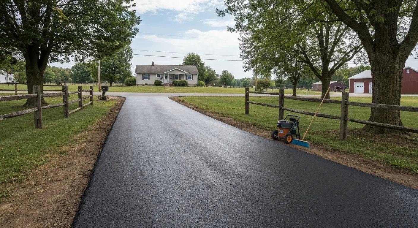 Rural driveway in Newton neighborhood