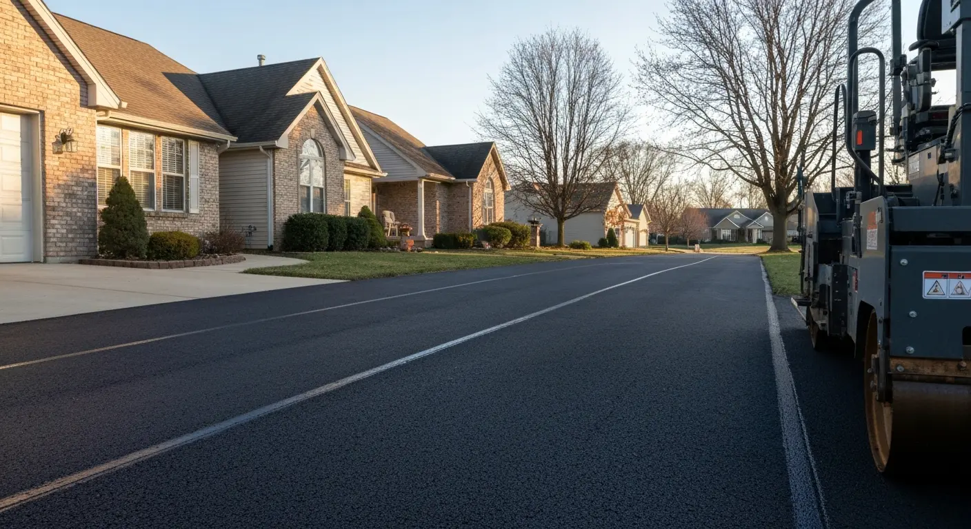 New asphalt driveway installation