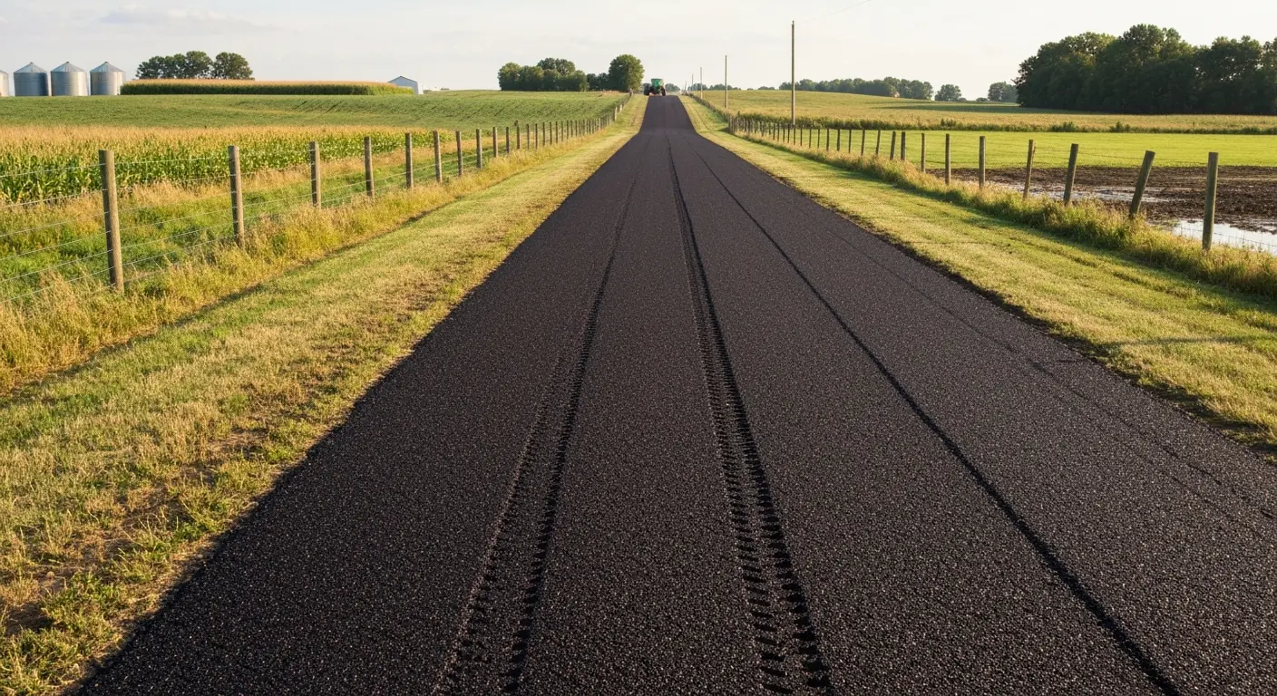Farm lane tar and chip paving