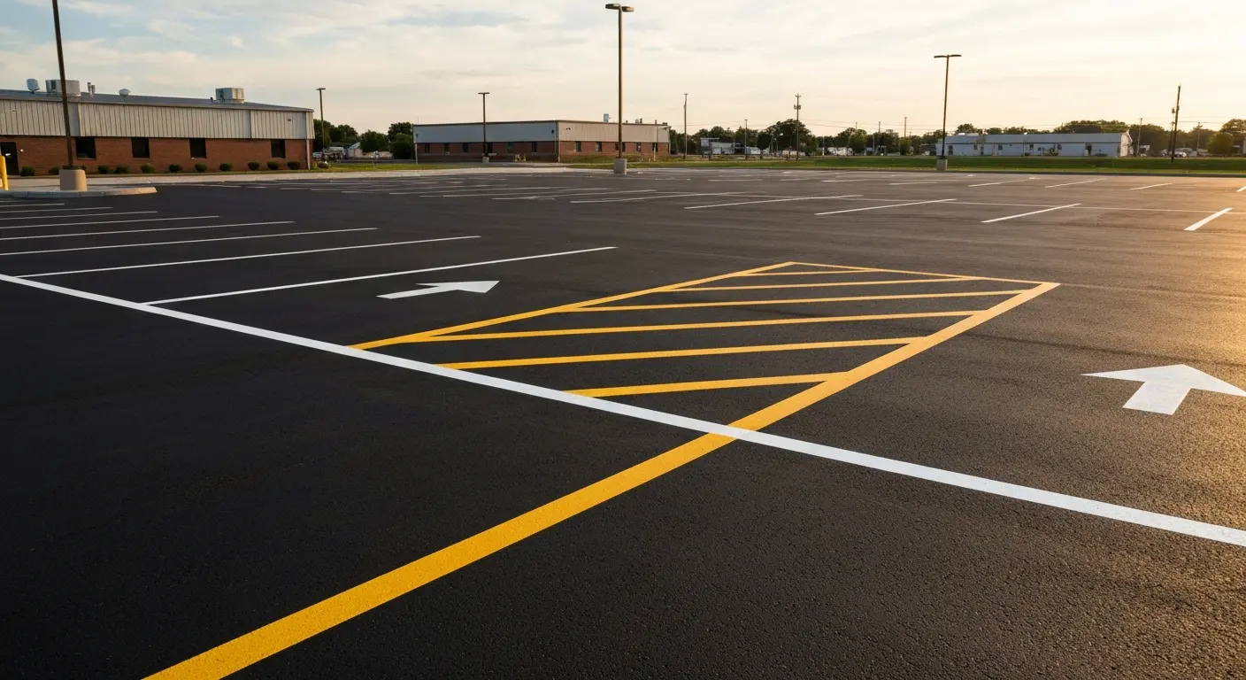 Commercial parking lot striped