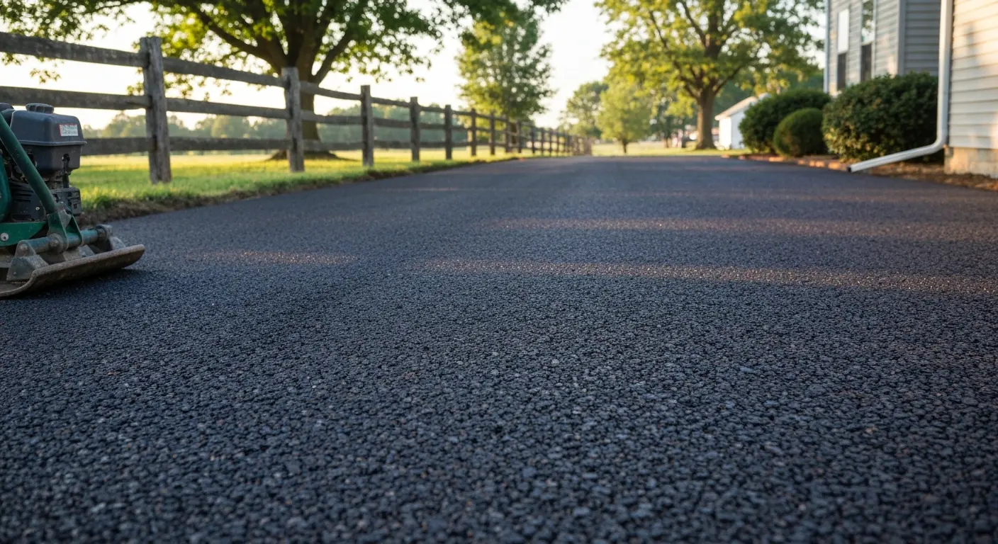 Residential tar and chip driveway